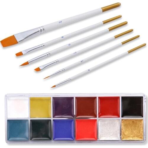 Fashion 12 Colors Waterproof Flash Tattoo Face Body Paint Oil Painting Art Use In Halloween Party Fancy Dress Beauty Makeup Tool