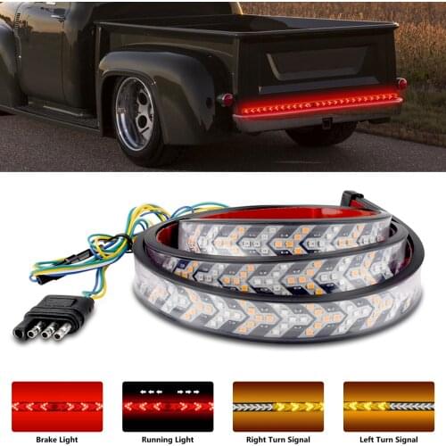 2021 40/48 Inch Truck Tailgate LED Strip Light Bar Triple Row 4-Function With Brake Turn Signal For Jeep Pickup SUV Dodge