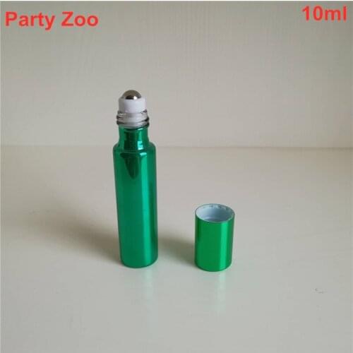 500 x 10ml Upscale Green UV Coated Steel Ball Roll-On Glass Essential Oil Bottle Portable Refillable Perfume Container Jars