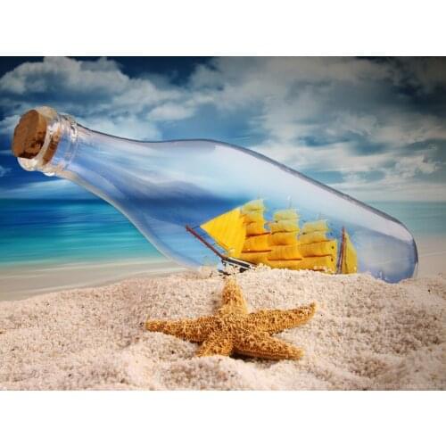 Diamond Painting Glass Bottle Sailboat Landscape Square Diamond Round Diamond Decoration Customizable Wall Art Decoration