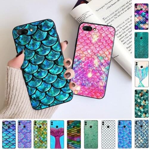 Pink Purple Glitter Mermaid Scales Phone Case For huawei honor 10 10i 10lite 8c 8A 8X 9 9A 9lite 20 20s 20i 20lite mate20 Cover