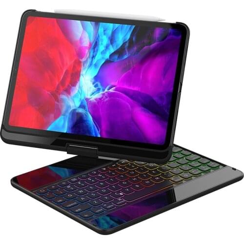 360 Degree Rotation Case For iPad Air4 10.9 Inch iPad Pro 11 2018 2020 Bluetooth Keyboard Swivel Stand Heavy Duty Flip Cover