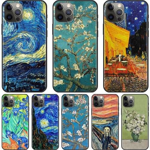 Van Gogh Starry Sky Art Coque Phone Fundas For iPhone 12 11 Pro Max XR XS X 7 8 Plus SE Cover Case Capa Guscio Shell