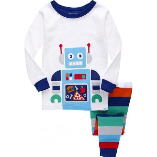 Robot Children Pajamas Suit Boys Pijama Sleepwear Baby Boy Clothing Bottom T-Shirts Kids Pyjamas Home Cosy Sport Suit Clothes