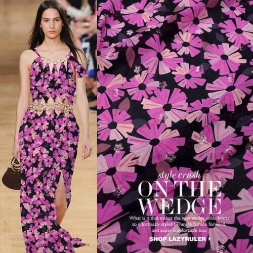 European brand silk fabric summer hot stamping printing 12 mm silk georgette fabric breathable mulberry silk clothing dress