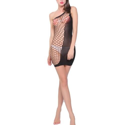 Hot Sexy lingerie Soft black temptation perspective Transparent hollow out Mesh erotic lingerie costume Women sex products