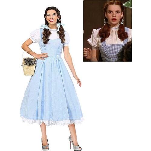 Movie The Wizard of OZ Dorothy Costume for Girl and Women Dorothy Cosplay Fancy Dress Halloween Princess Costumes Party Dresses