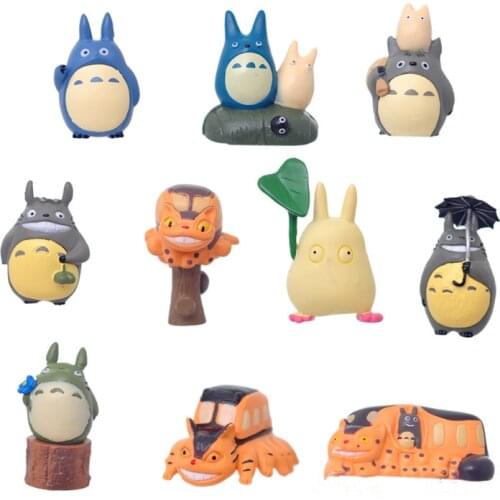 Kawaii Anime Cartoon My Neighbor Totoro Mini PVC Action Figure Collection Model Kids Toys Miniature Decoration Doll 10Pcs/set