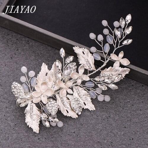 Metal Rhinestone Flower Leaf Hair Clip Headband Wedding Hair Accessories Bridal Head Jewelry Tiara Wedding Decoration For Hair