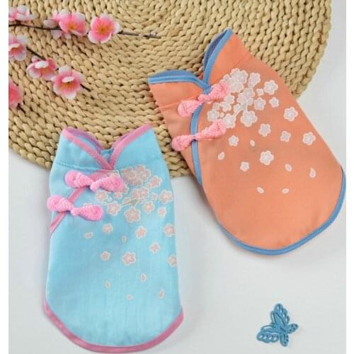 Chinese Style Cute T-Shirt Clothes Lovely Pet Tang Suit Clothing Printed Cheongsam Small Dog Puppy Dress Pet Apparels