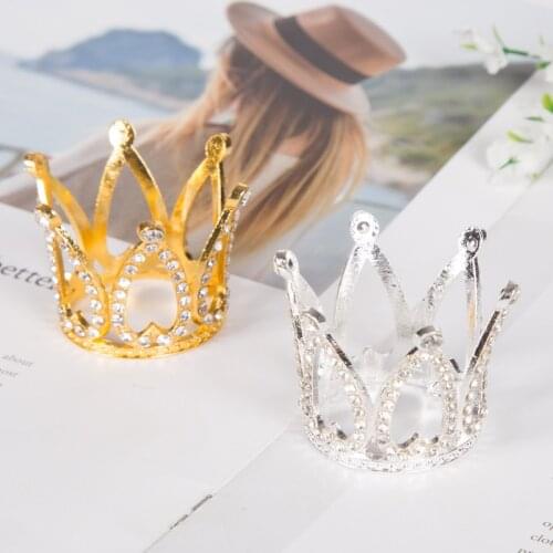 Mini Crown Princess Topper Crystal Pearl Tiara Children Hair Ornaments For Wedding Birthday Party Cake Decorating Tools