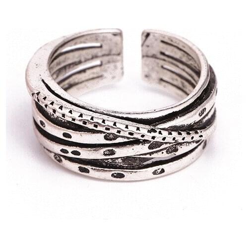 Fashion Temperament Irregular Simple Silver Color Line Ring Adjustable Open Finger Rings Fine Trendy Jewelry Accessories
