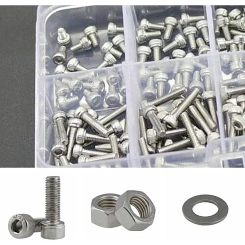 304 Stainless Steel Inner Hex Screw Set of Cylindrical Hexagon Socket Head Screws M2.5 320 pcs/box