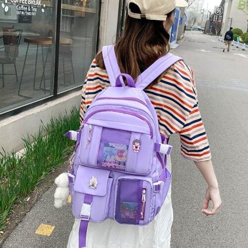 Solid Color Cute Women Backpack Female Waterproof Childrens School Bags for Teeange Girls Fashion Kawaii Travel Laptop Backpack