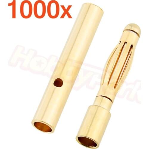 Wholesale 1000 Pairs 2mm Gold Bullet Banana Plug Connector RC Battery ESC Replacement