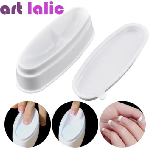 1pc White French Manicure Nail Tips Acrylic Powder Box Nail Art Sculpture Carving Powder Storage Container Professional Tool