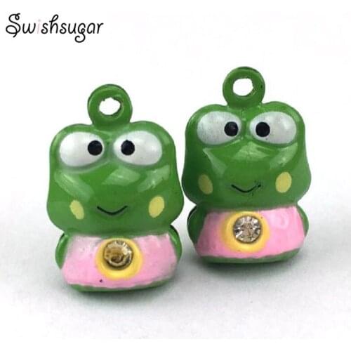 3Colors Bling Rhinestone Frog Jingle Bells Gift Party Charms Pendant