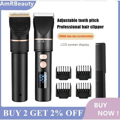 LCD Professional Hair Clipper Men Barber Beard Trimmer Rechargeable Cutting Machine Ceramic Blade Waterproof 3 Speed Haircut Kid