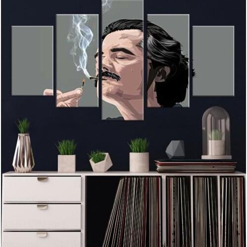 Frame 5 pieces Pablo Escobar Hot Famous Art Painting Vintage Canvas Poster hd print picture Wall Home room Decor