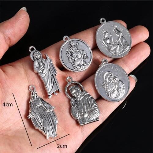 Variety of Christian Mercy Virgin Mary Metal Pendant St. Christophe DIY Pendant Necklace Jewelry Handmade Accessories
