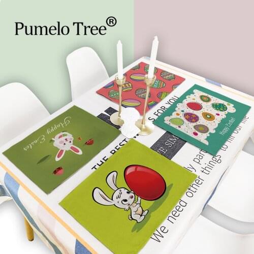 Easter Table Napkin Rabbit Linen Placemats Easter Cup Placemat Cloth Kitchen Accessories Decoration Set De Table Coelho Pascoa