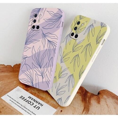 Contracted The Leaves Liquid Silicone Case ForOneplus 8t 9 9pro 9r pro Ultra Thin Phone Back Cover