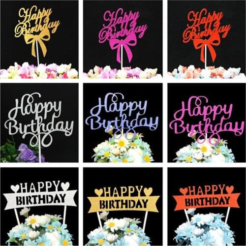 Cake Toppers Birthday Party Decorations Kid Cupcake Topper Baby Shower Cake Decoration Party Supplies Happy Birthday Cake Topper