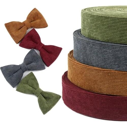 5Meter/Lot 10 30 50mm Solid Color Autumn Winter Stripe Corduroy Ribbon Velvet Fabric Layering DIY Hair Bow Decoration Material