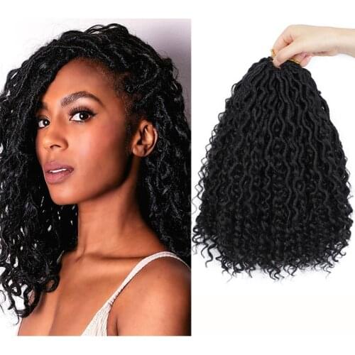 14inch River Messy Goddess Faux Locs Curly Crochet Braid Bohemian Soft Synthetic Braids Hair Extensions