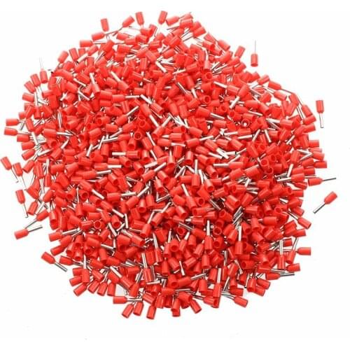 WSFS Hot Red PVC Sleeve Insulating Pin Terminals Connector for 19 AWG 1000 Pcs