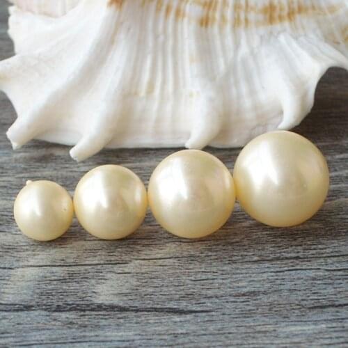 Yellow Round Sea Shell Mother-of-pearl Beads Loose Half-drilled for Fashion Jewelry DIY Supplies