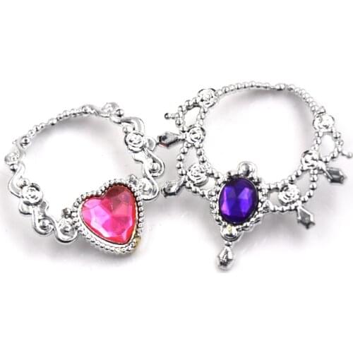 1PCS Random Color Girls Crystal Fashion Collar Plastic Chain Pendant Necklace for Doll Jewelry Girl Toy Miniature