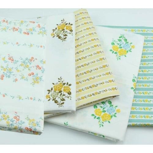 100% Cotton Width 235cm Lolita Elegant Yellow Orange Vine Blue Rose Flowers Floral Fabrics for DIY Bedding Dress Blouse Pillow