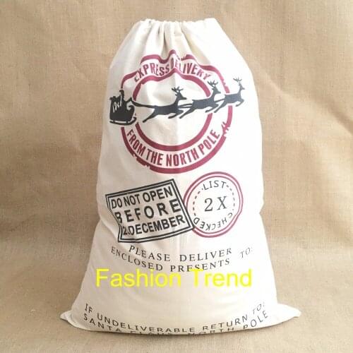 150pcs/lot free shipping 3 Reindeers style santa sacks canvas Christmas indoor decoration gift sacks bag fast delivery