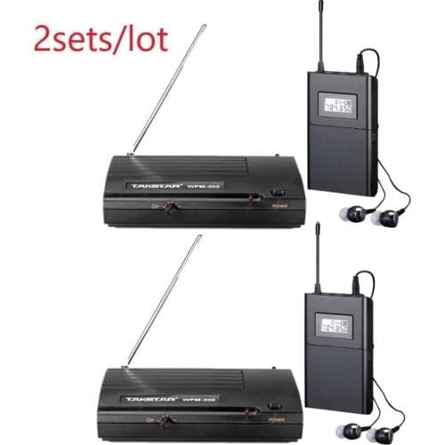 2 Pcs/Lot TAKSTAR WPM-200 UHF Wireless Recording Studio Monitor System On Stage Monitoring System 2 Transmitters + 2 Receivers