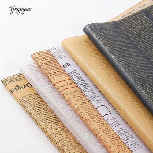 20Sheets Flower Bouquet Gift Wrapping Paper Retro English Newspaper Kraft Paper DIY Handmade Flowers Gifts Packaging Material