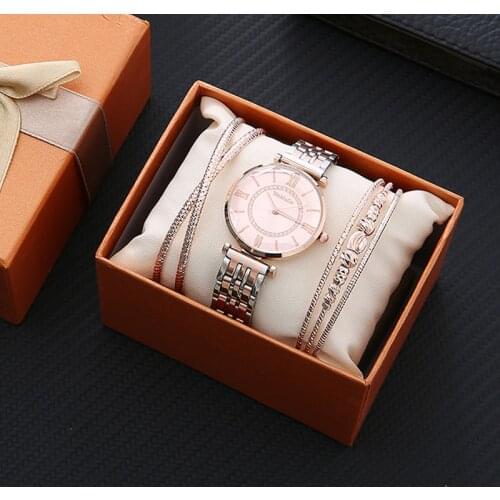 3pcs/set Gift Box Watches For Women Watch Bracelet Set Ladies Dress Fashion Rhinestones Quartz Wristwatches Wife Mum Lover Gifts