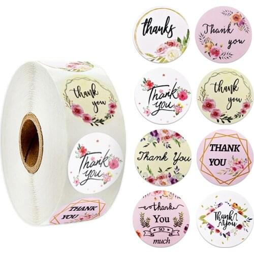 500Pcs 20 kinds of design flowers thank you stickers for Christmas stickers scrapbooking packaging seal labels party sticker