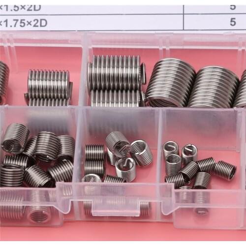 70 PC M2 M2.5 M3 M4 M5 M6 M8 Stainless Steel Self-tapping Wire Slotted Inserts Set Wire Repair Tools Set Wire Inserts Kit