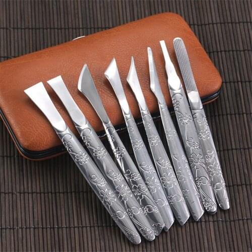 8Pcs/Set Stainless Steel Toe Pedicure Knife Nail Clipper Feet Scraper Tools Set Dead Skin Removers Nail Remove Cuticle Tools