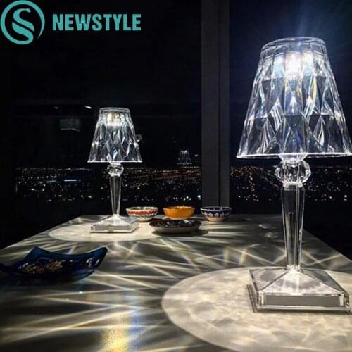 Acrylic Diamond Led Table Lamp Projector Atmosphere Light Touch Sensor Room Decor Bedroom Bar Restaurant Romantic Night Light