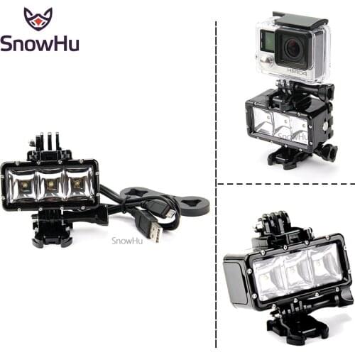SnowHu for Gopro Accessories 30m LED Underwater Waterproof Light Mount Kit for Go pro Hero 9 8 7 6 5 for Yi 4K cameras GP258