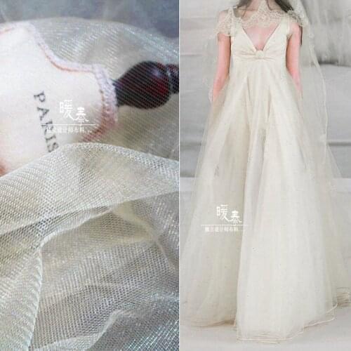 Lustre Tulle Fabric Light yellow DIY Patchwork Bridal Veil Party Decor Sewing Scarf Fluffy Skirt Wedding Dress Designer Fabric