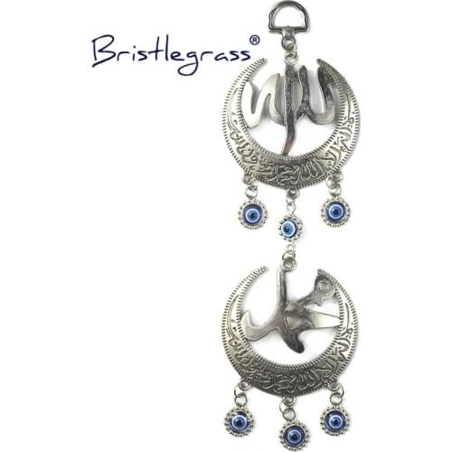 BRISTLEGRASS Turkish Blue Evil Eye Arabic Moon Amulets Lucky Charm Wall Hanging Pendants Pendulum Blessing Protection Home Decor
