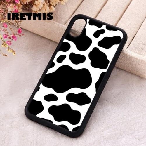 Iretmis 5 5S SE 2020 phone cover cases for iphone 6 6S 7 8 Plus X Xs XR 11 12 MINI Pro Max Soft Silicone TPU Cow Print