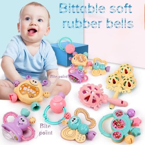 Baby toys 0-1 year old baby gum rattle 3-6-12 months old newborn baby hand rattle gum toys