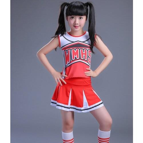 Children School Cheerleading Dance Costumes Set Stage Performance Jazz Street Dance Wear Suit Vest Skirt And Socks