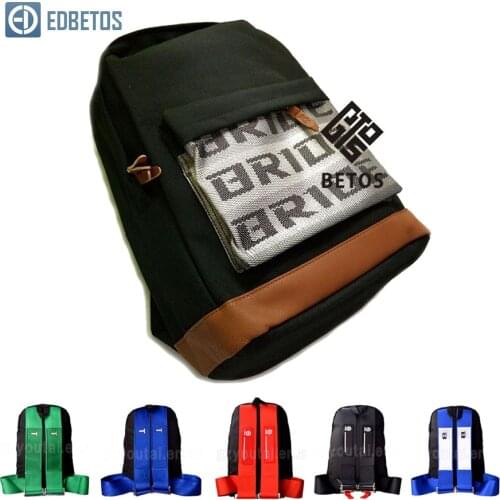 EDBETOS HOT SALE JDM Racing Style Bride Fabric Backpack Bride Seats Fabric Material Backpack (Red/Blue/Black Harness Straps)