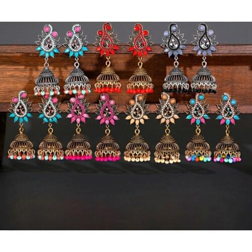 Bohemia Elegant Womens Flower Earrings Tribe Bijoux Summer Afghan Beads Gold Bollywood Wedding Earrings Hangers