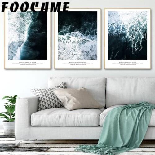 FOOCAME Sea Natural Scenery Landscape Nordic Posters and Prints Modern Decoration Pictures Living Room Wall Art Canvas Painting